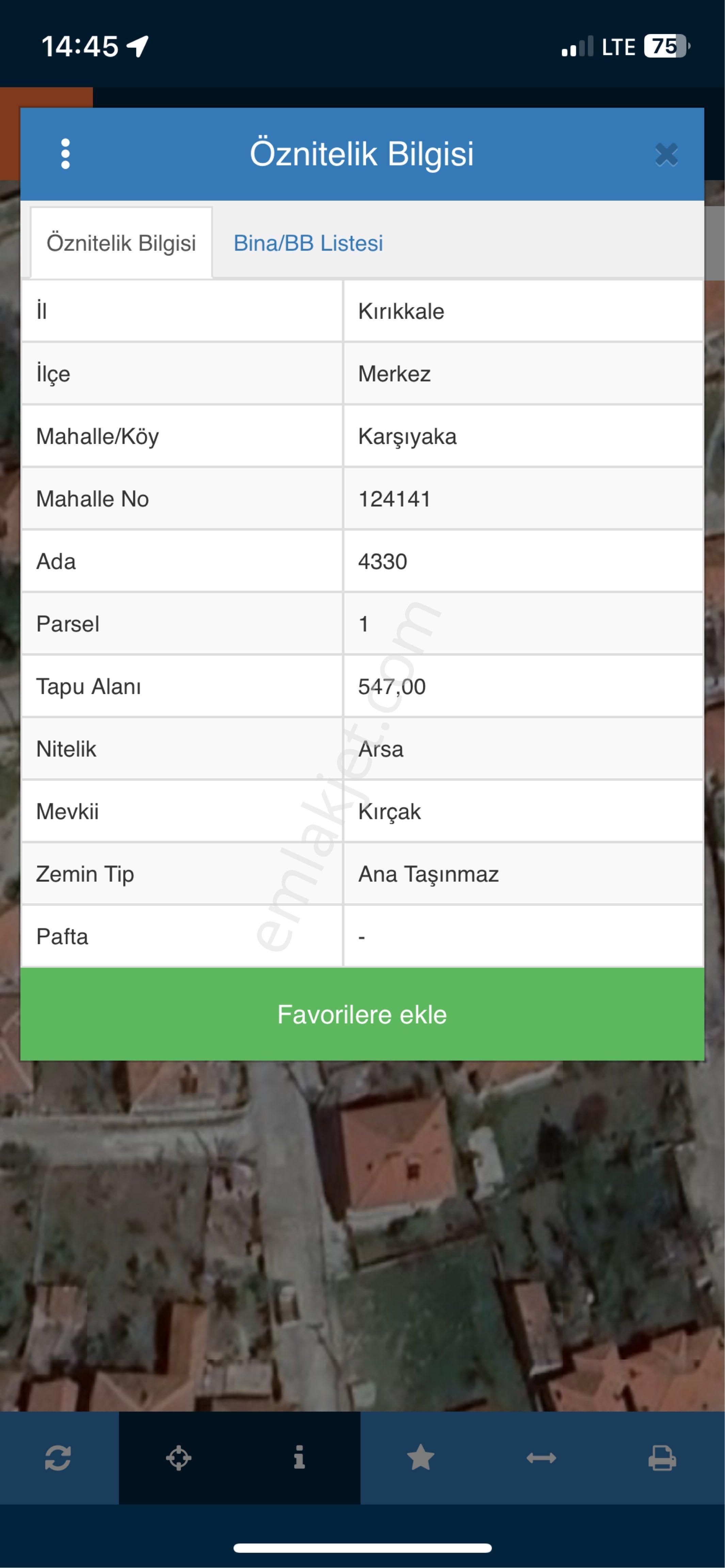 Kırıkkale Karısyaka Mah 547 Metre Arsa Icı 4+1 Bına