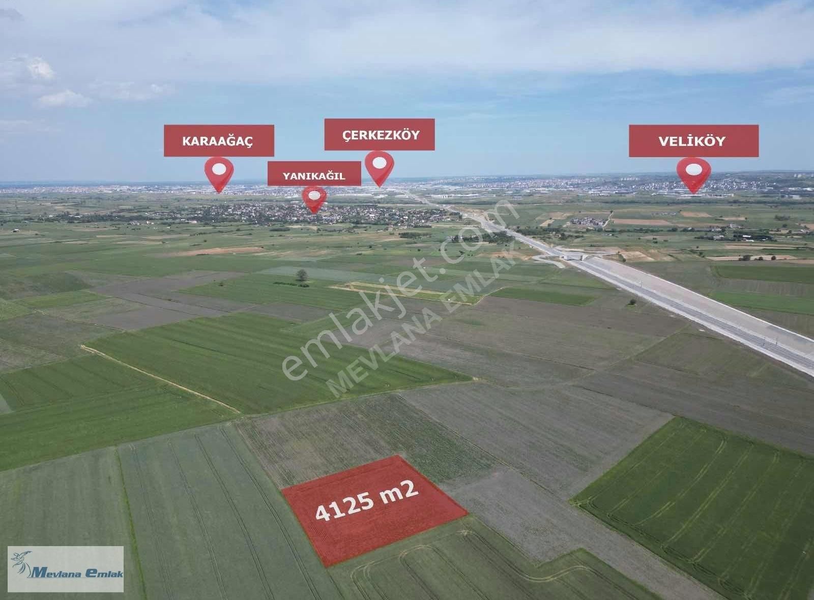 Tekirdağ Kapaklı Yanıkağıl Mah. 4125m2 Satılık Tarla