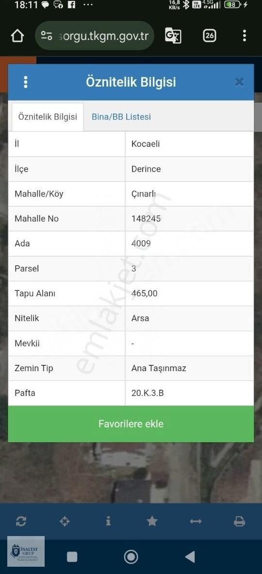 Derince Çınarlı'da Satilik Yanyana 2 Arsa