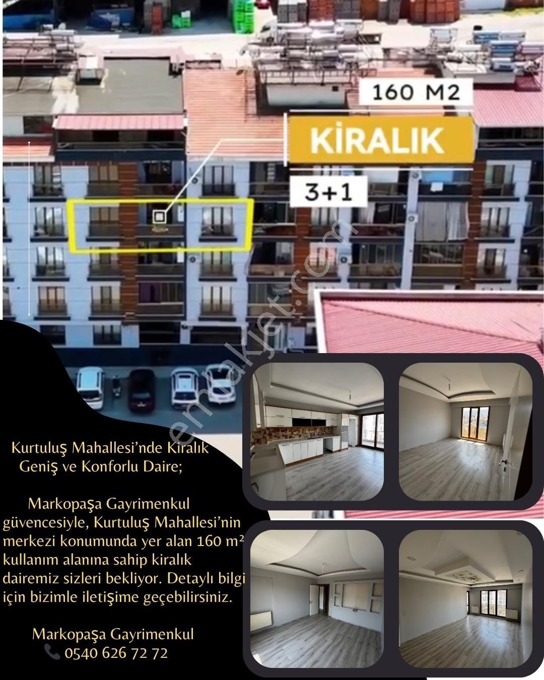Markopaşa Gayrimenkulden Kurtuluş Mahallesinde Kiralık Daire
