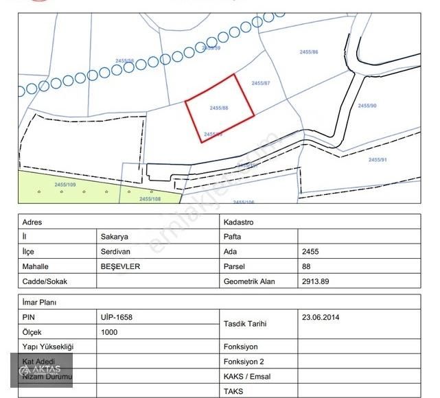 Serdivan Beşevlerde Manzaralı İmar Sınırında 2913m2 Takas Var