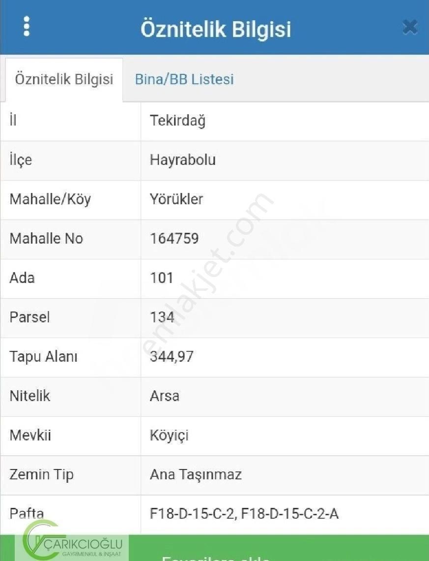 Tekirdağ Hayrabolu Müstakil Parsel İmarlı Arsa
