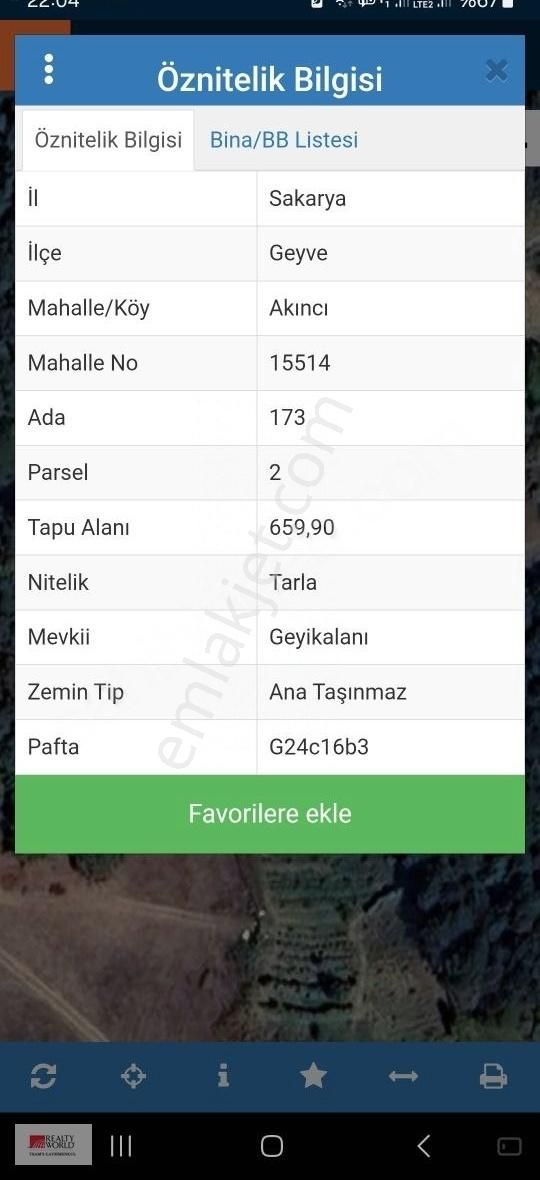 Sakarya Geyve Akıncı Yarı Fiyatına Satılık Tarla