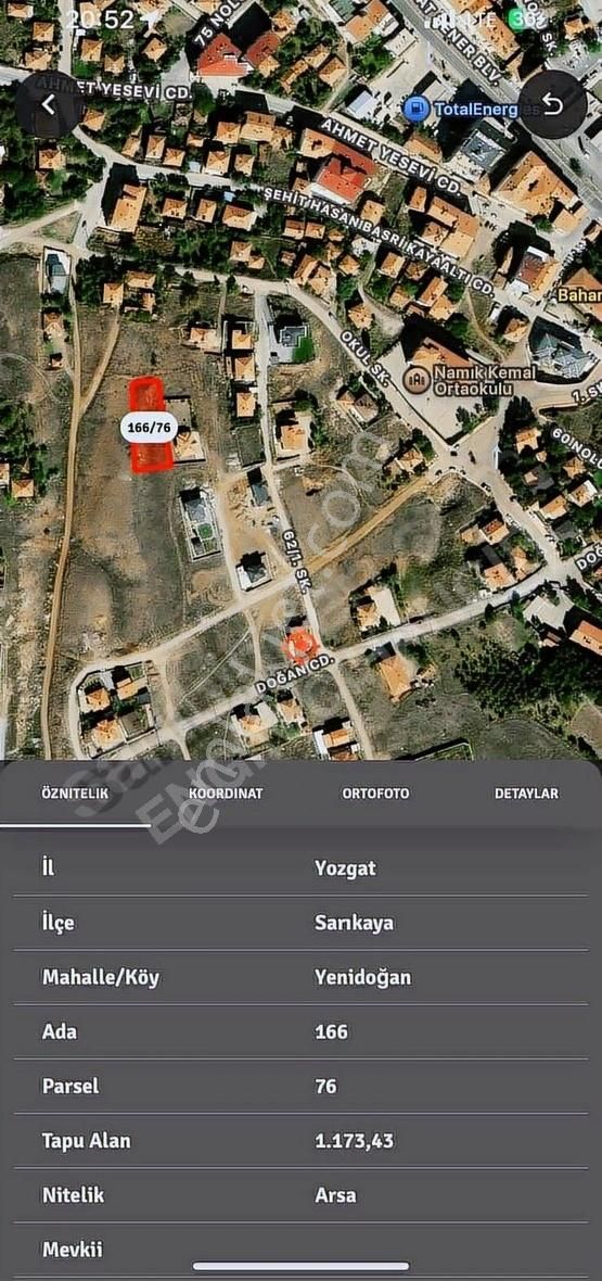Yenidoğan Mahallesi Namık Kemal İlköğretim Üzeri Satılık Arsa