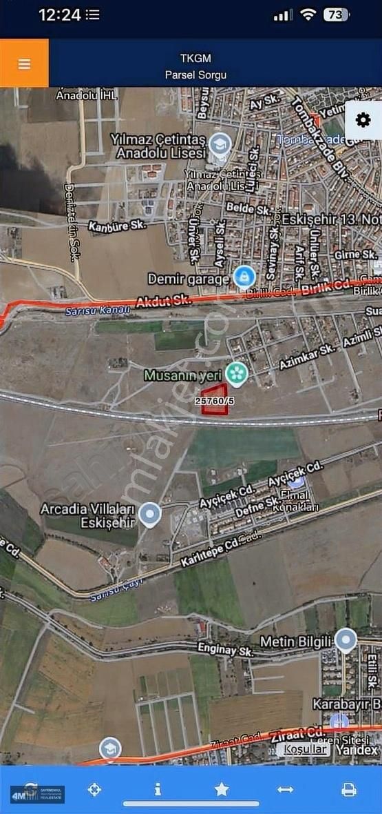 4m'den Takasa Açık Sazova Hisseli İmarlı 386m2 Arsa