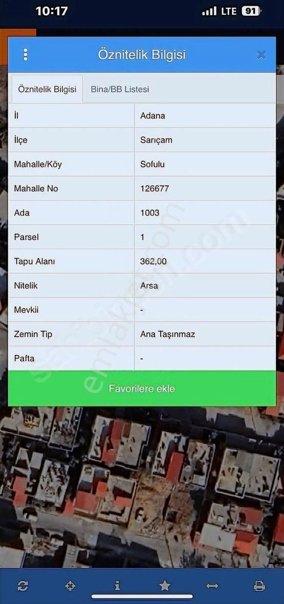 Sarıçam Sofulu Cadde Üzeri 362 M2 Satılık
