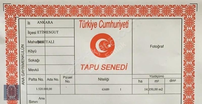 Etimesgut Şehitali Metro Mühendisleri Sitesi Yanı Tek Tapu Arsa