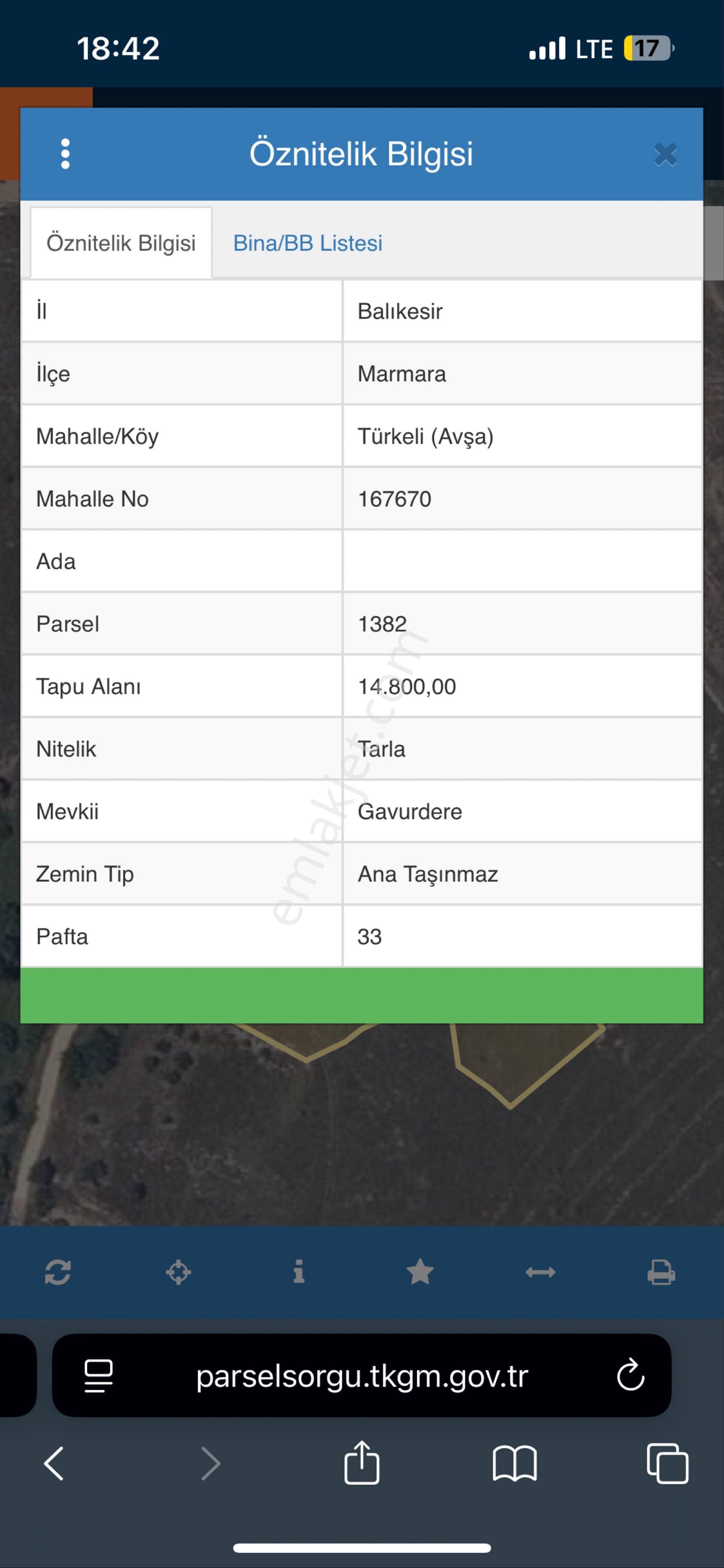 Avşa Adası Acil Satılık Tarla