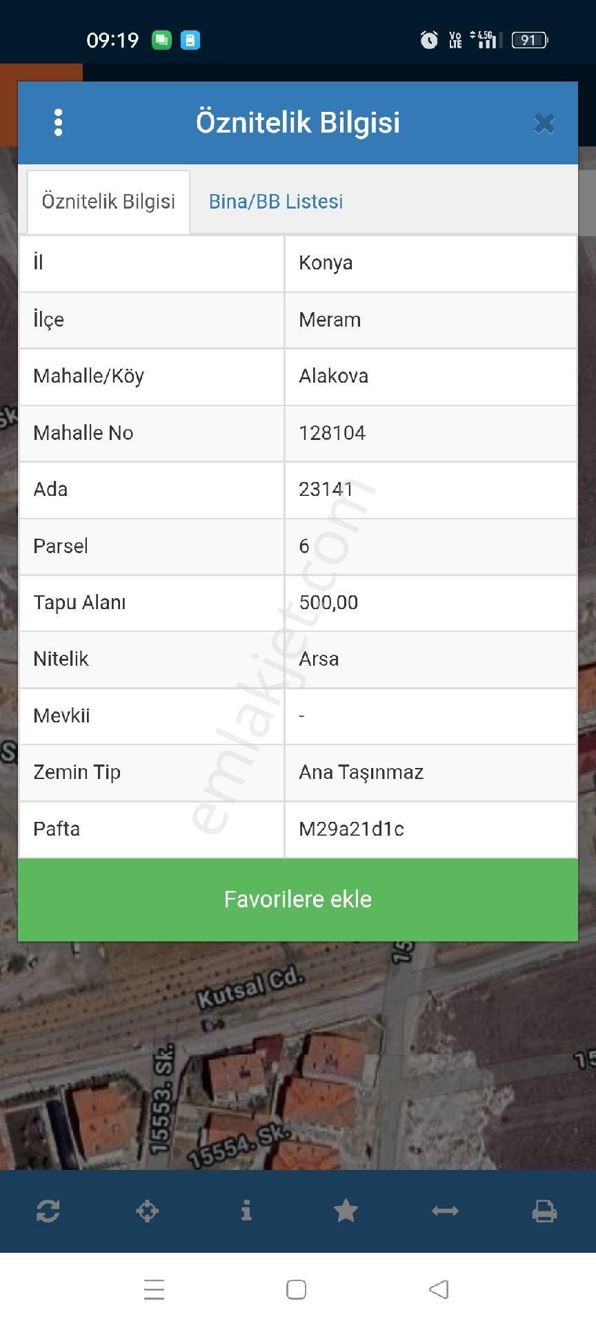 Meram Alakovada Satılık 500 Metrekare Arsa