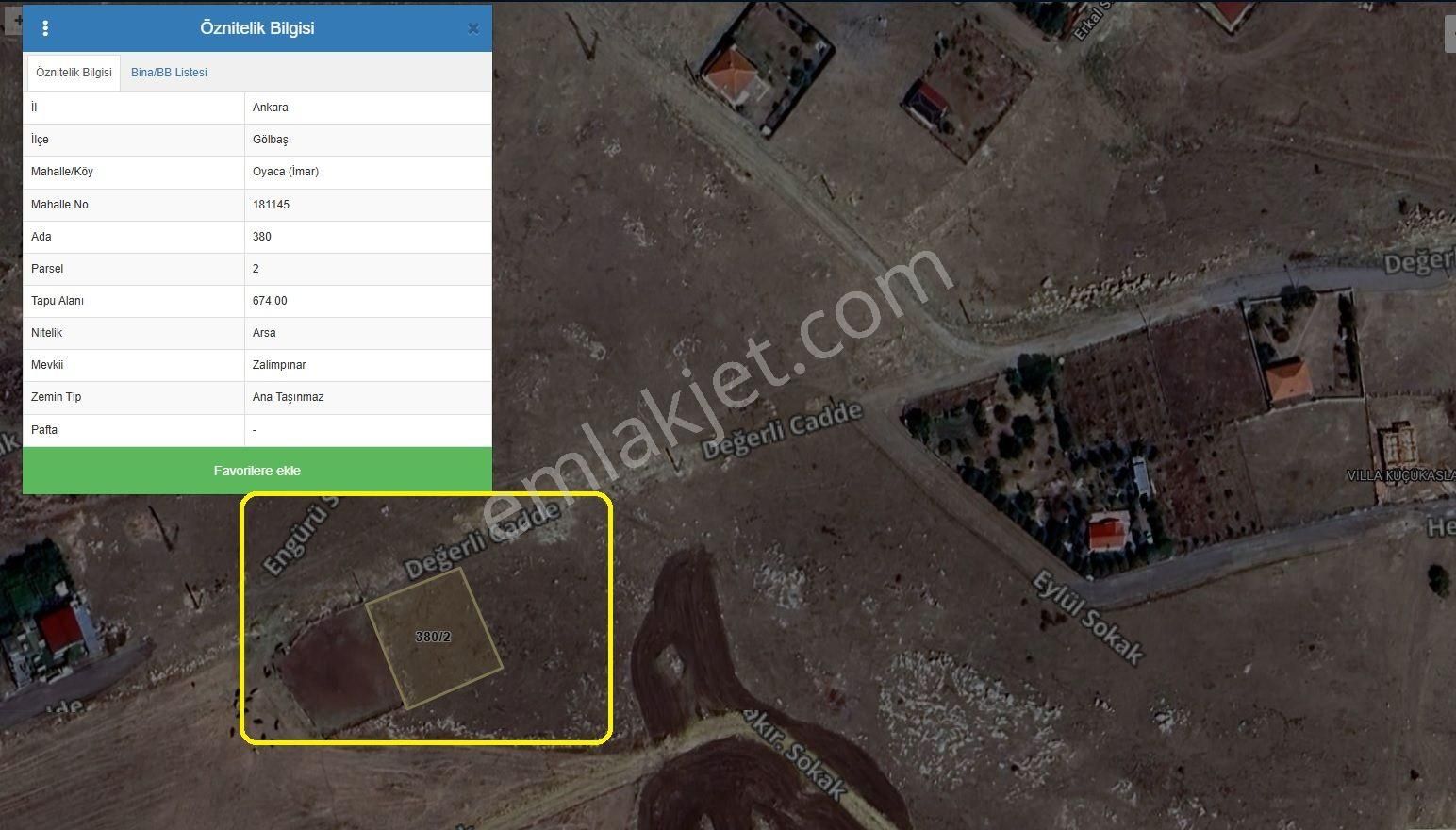 Gölbaşı Oyacada 674m2 Tek Tapu 0.50 Emsal Arsa Karadeniz Emlakta