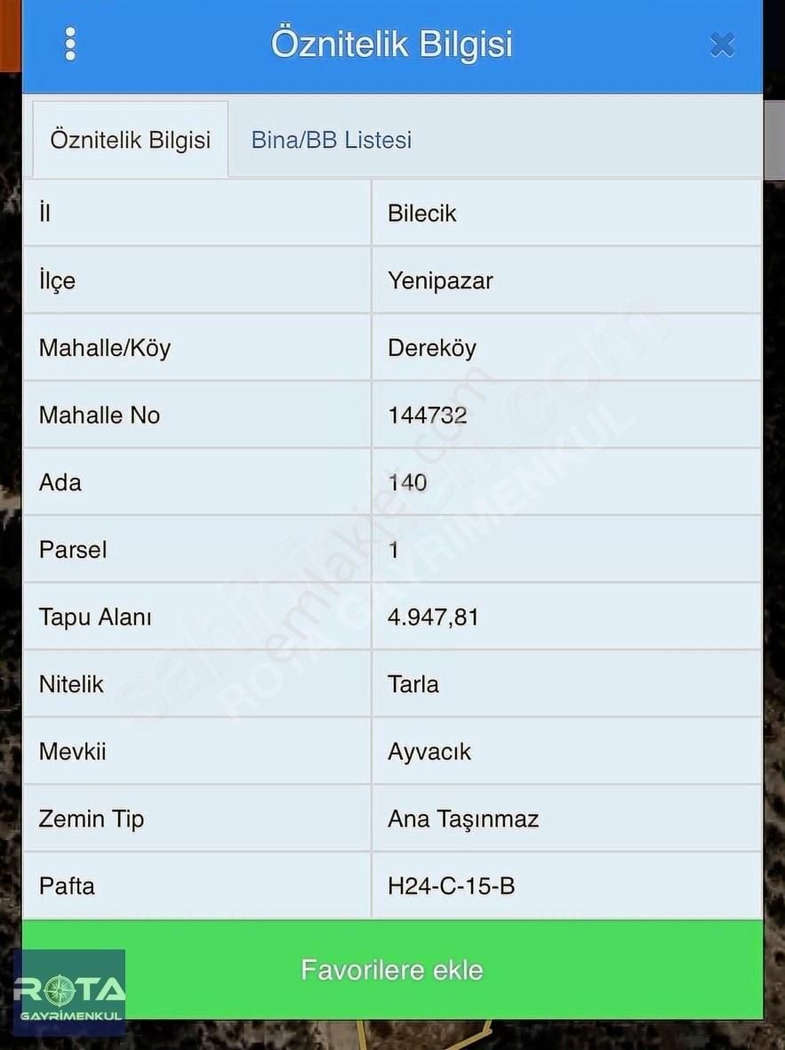 Rota'da Bilecik Yenipazar Dereköy'de Asfalt Kenarı Manzaralı Yer