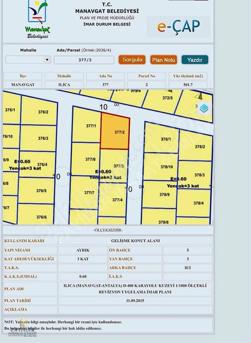 Manavgatın İncisi Ilıcada Kısmi Araç Takaslı Köşebaşı Arsa