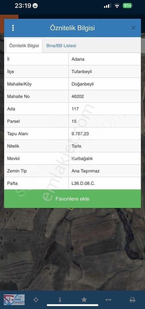 Doğanbeyli Kurbağalık Mevki Satılık Tarla