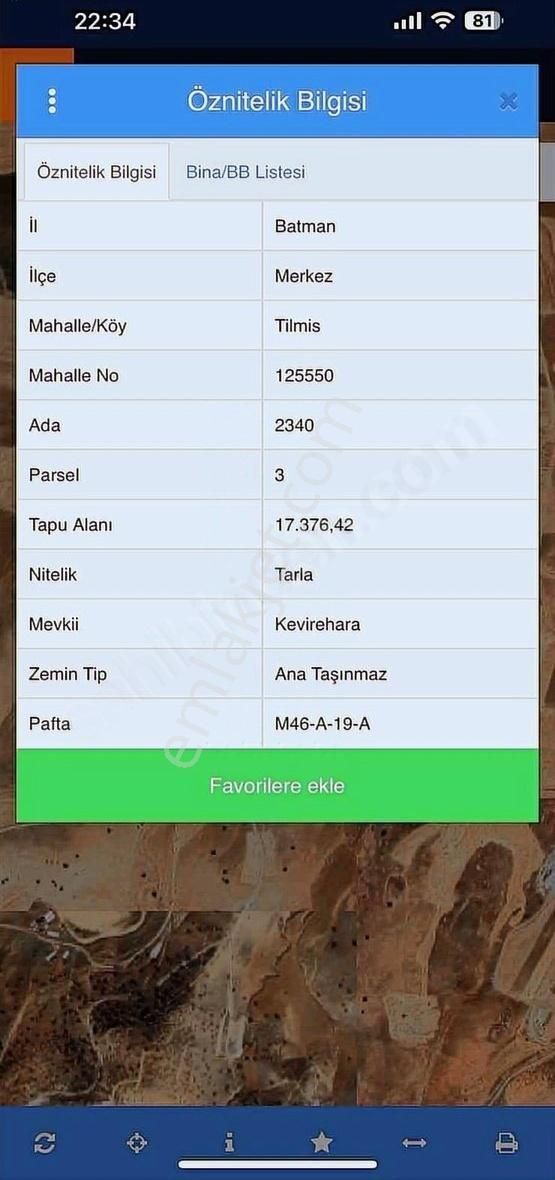 Ziya Oran Gayrimenkulden Satılık Hisseli 550m2 Tarla
