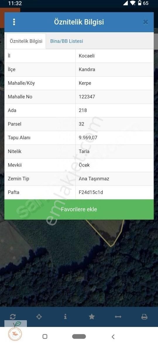 Kocaeli Kerpede Satılık Tarla