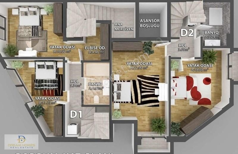 Fethiye Hıdırlık'ta Satılık Sıfır Ters Dubleks 3+1 Daire