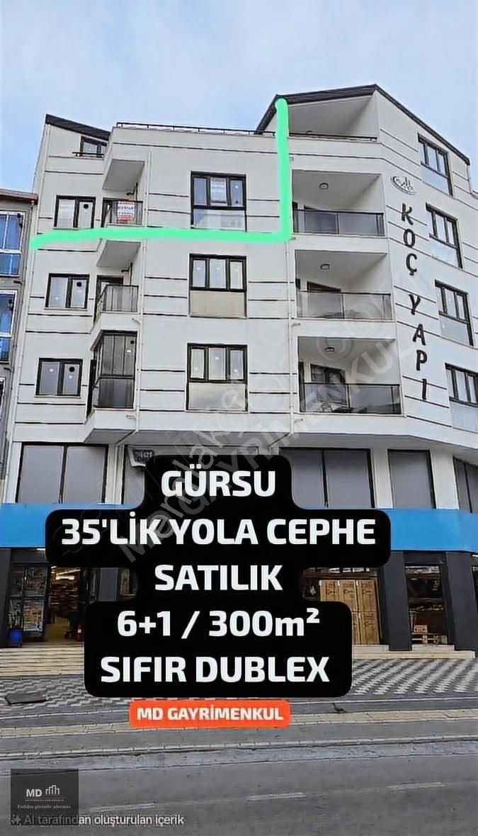 Bursa Gürsu Kurtuluş'ta 35'lik Yola Cephe Satılık 6+1 Dublex