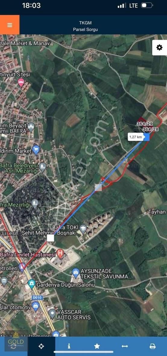 Bafra'da Yola Cephe Satılık Tarlalar