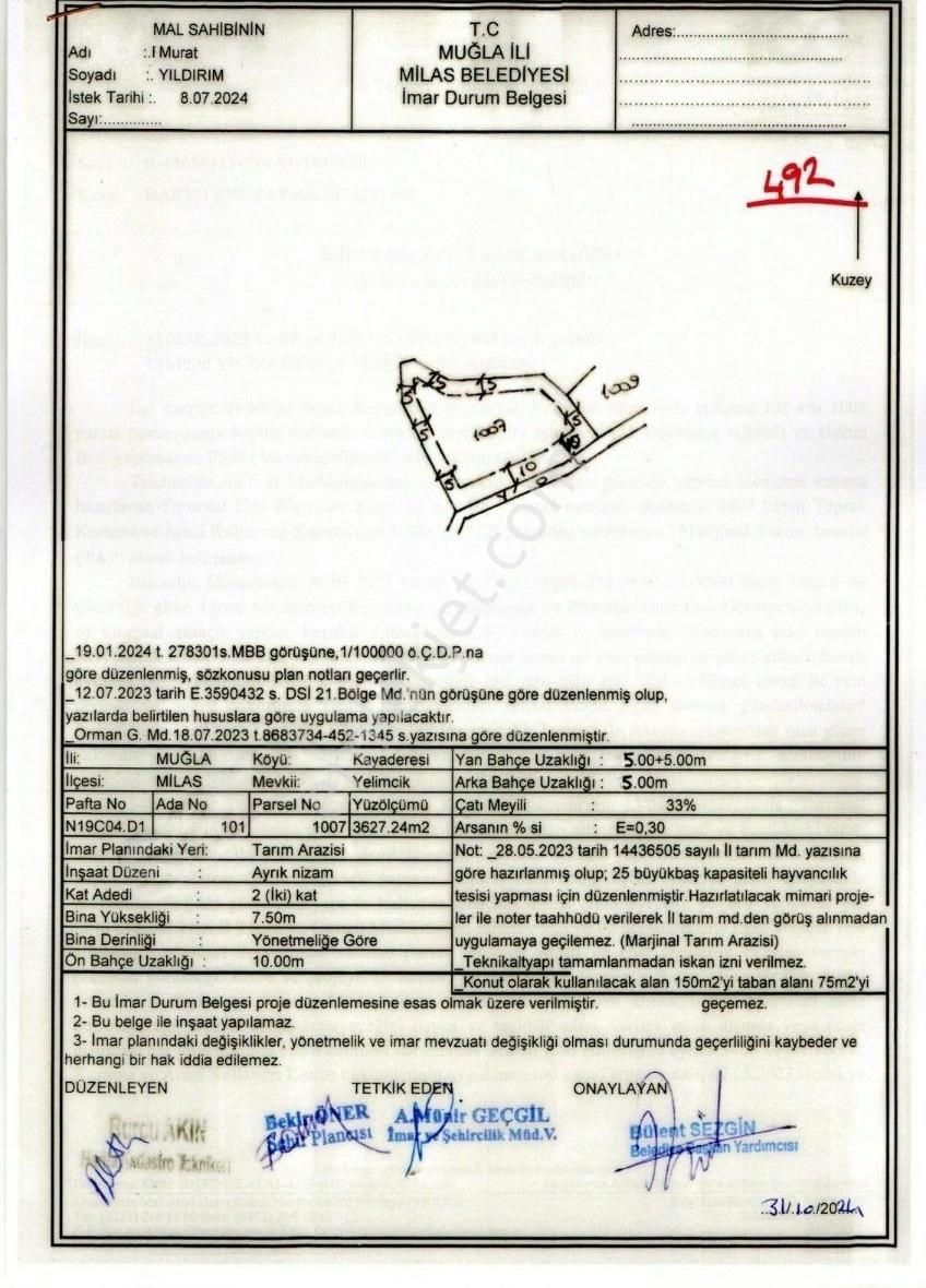 "3.630 M2"150 M² Ev Yapılabilir İmar İzni Alınmış İmarlı Tarla - Görsel 2