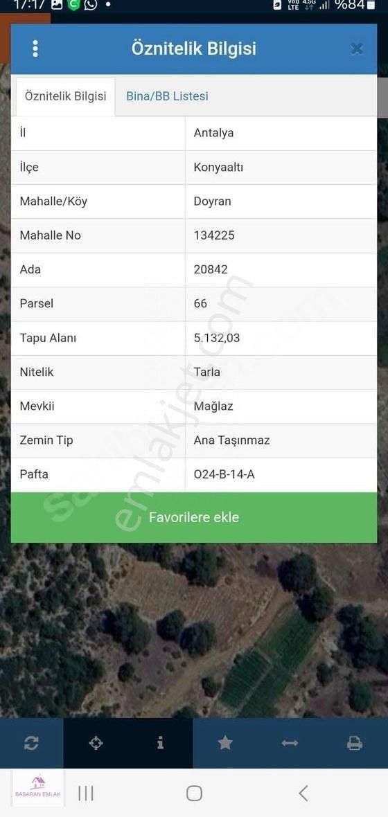 Konyaalti Doyran Sinan Değirmeni Mağlaz'da Tek Tapu