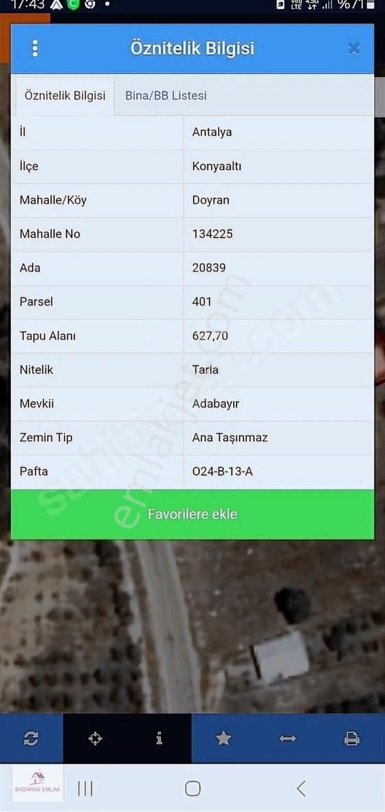 Konyaaltı Doyran'da 627 Metre Kupon Tarla
