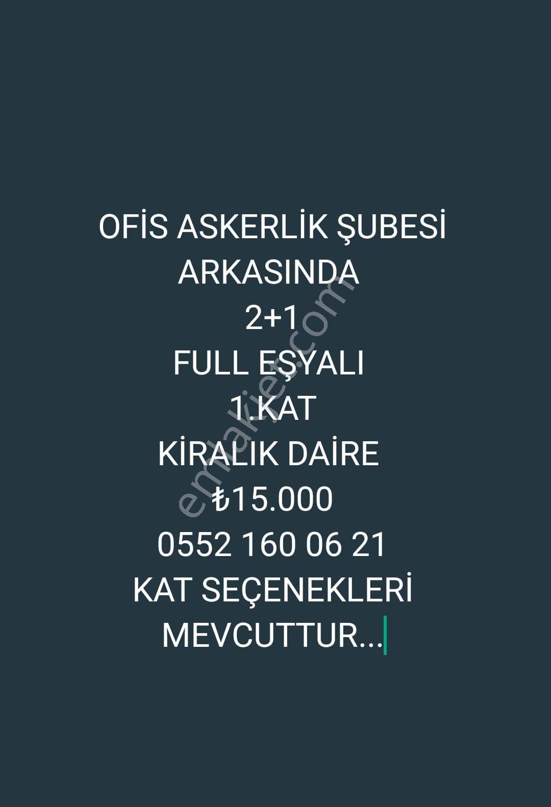 Ofiste Eşyalı Kiralık 2+1 Daire