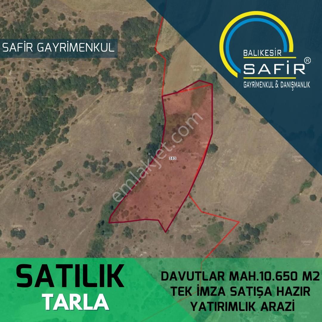 Balıkesir Satılık Tarla Safir Den Davutlar Mah.10.650 M2 Tek İmza Satışa Hazır Yatırımlık Arazi