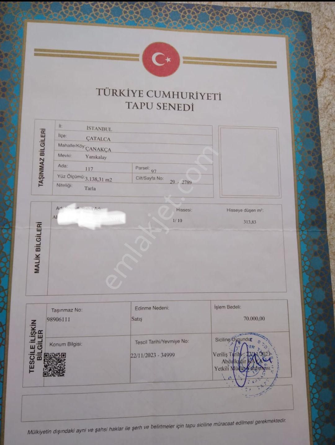 İstanbul Çatalca İlçesi Çanakça Mahallesi Satılık 313 Metre Hisseli Arsa Yerleşim İçinde - Görsel 7