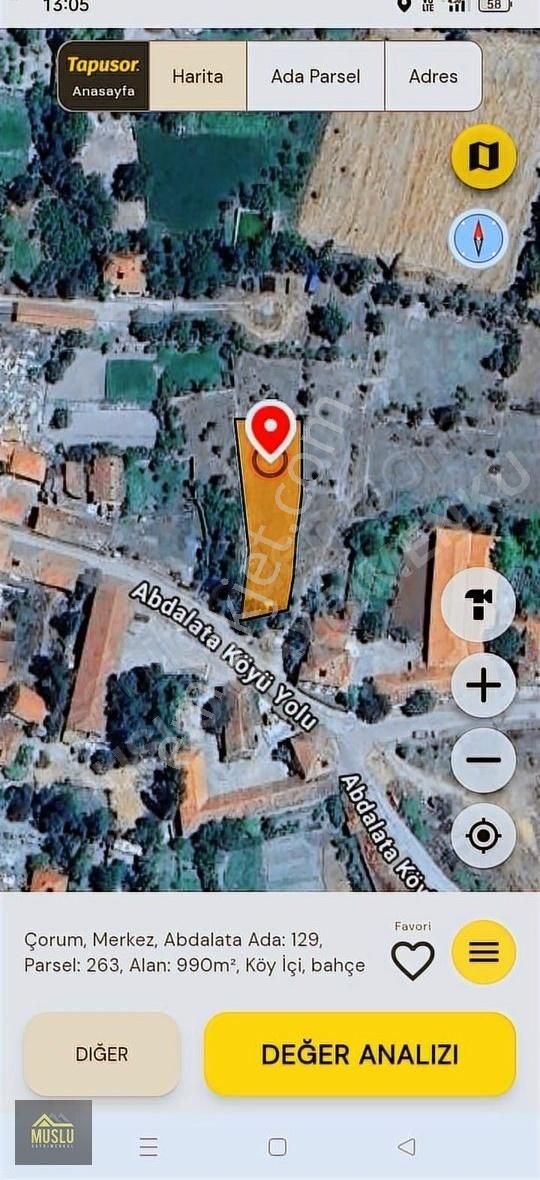 Muslu Gayrimenkulden Abdalata Köyünde Tek Tapu Arsa