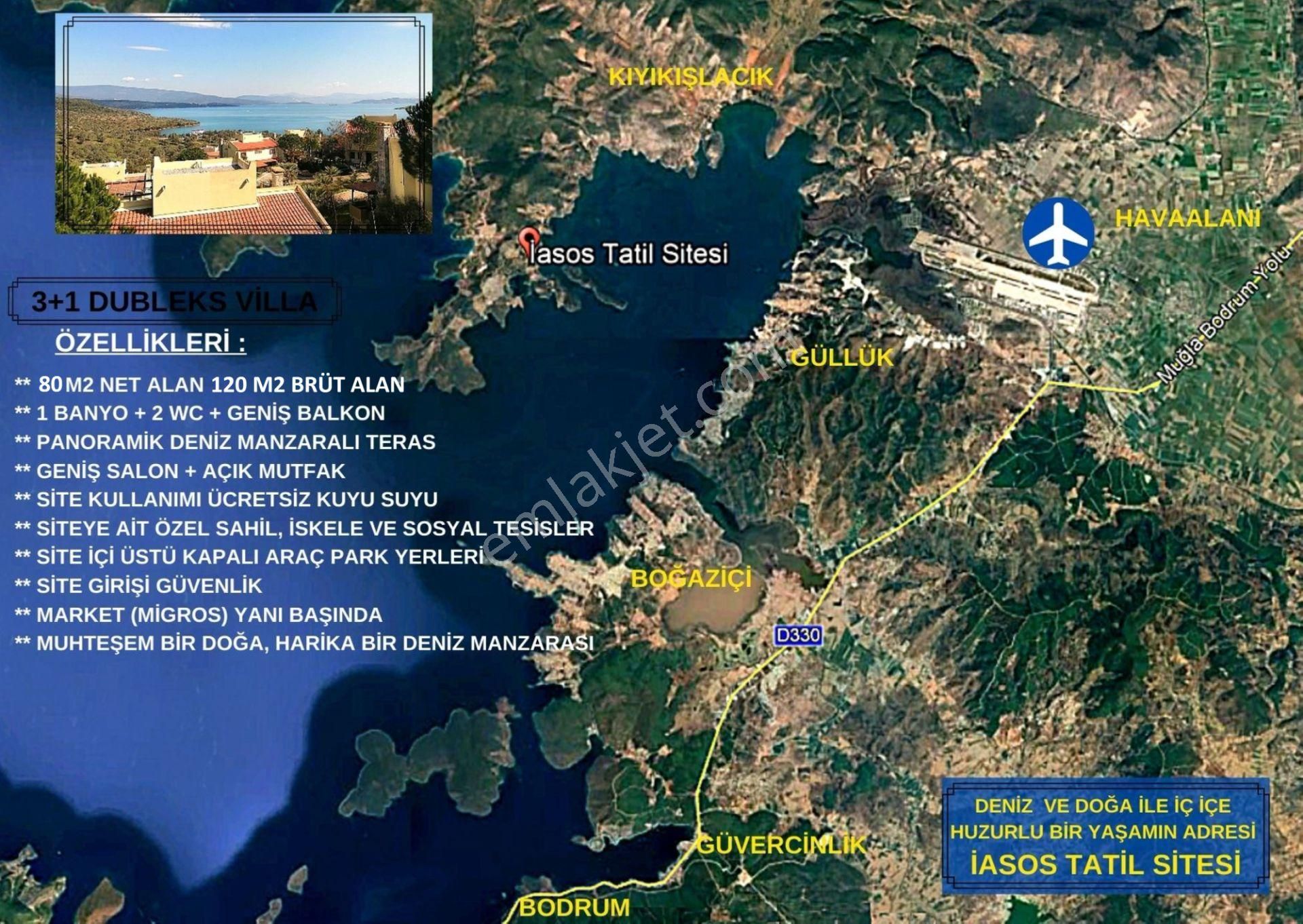 Egenin Saklı Cenneti Kıyıkışlacık İasos Tatil Sitesinde Deniz Manzaralı Satılık 3+1 Dubleks Villa