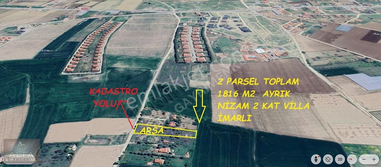 Sakintepe Mh. 1816 M2 Ayrık Nizam 2 Kat Villa İmarlı Arsa
