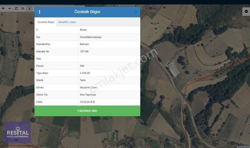 Rs Mutlu Mustafakemalpaşa Behram Da Köye Yakın 3.438 M2 Arazi