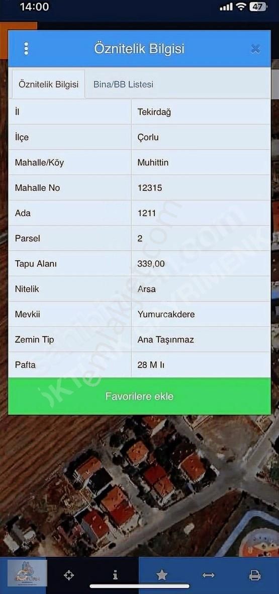 Tekirdağ Çorlu Mehke Camide Satılık Arsa