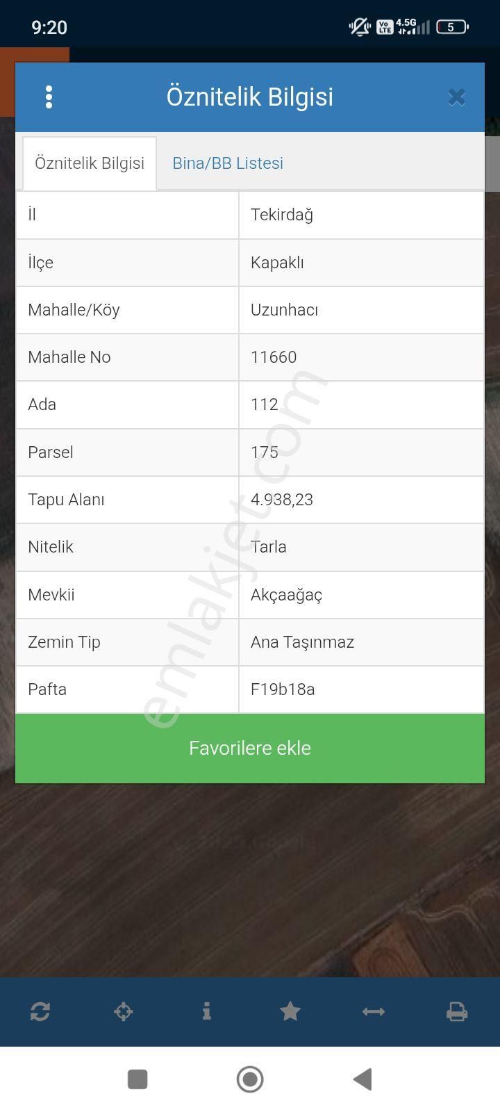 Tekirdağ Kapaklı Uzunhacı’da Satılık 250 M² Hisseli Tarla (takaslı)