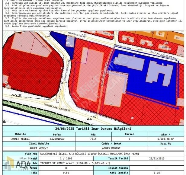 Sultanbeyli'de Otobana Cepheli 5.600 M² İmarlı Arsa