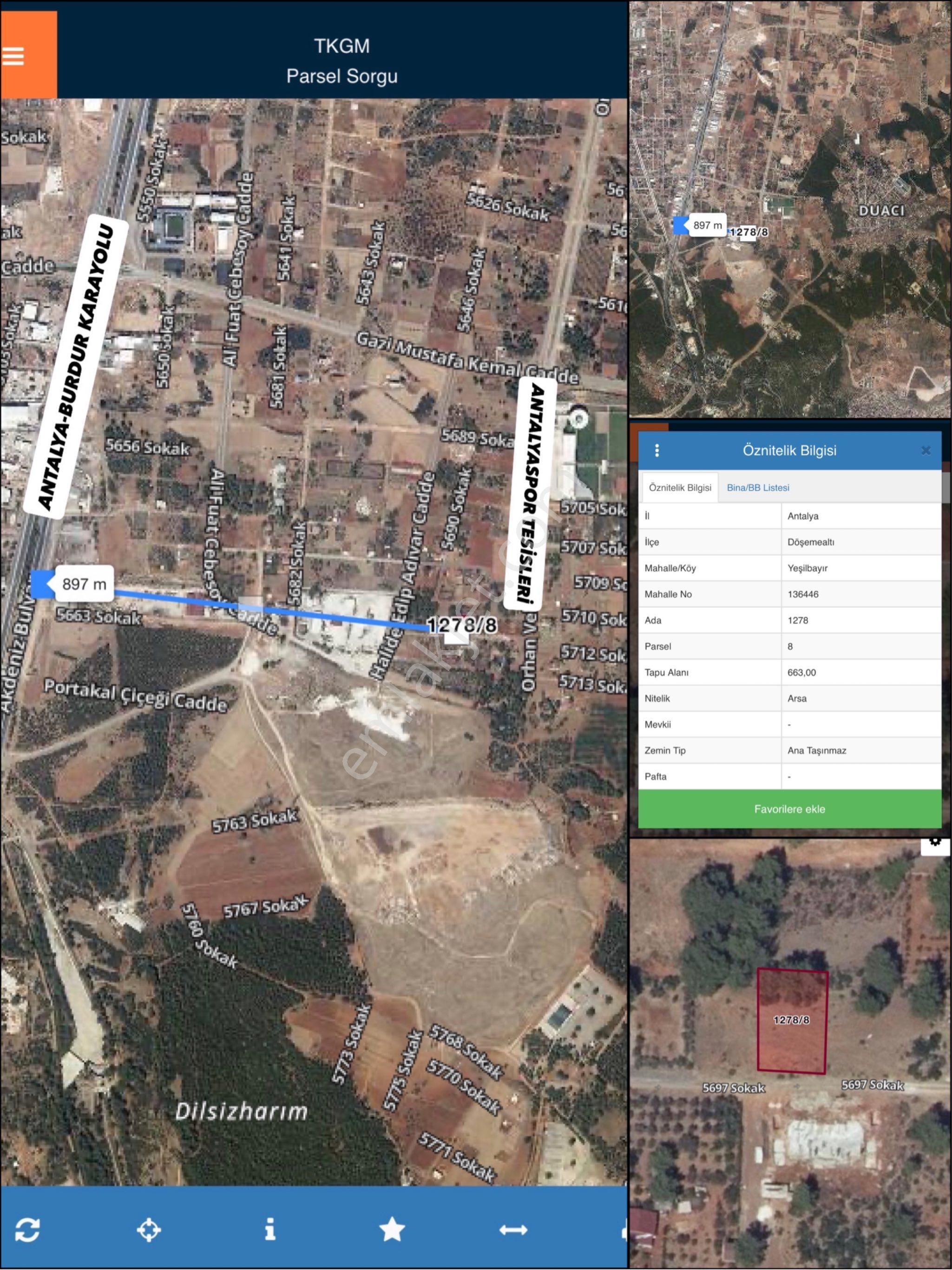 Döşemealtı/yeşilbayır Villa İmarlı Merkezi Bölge