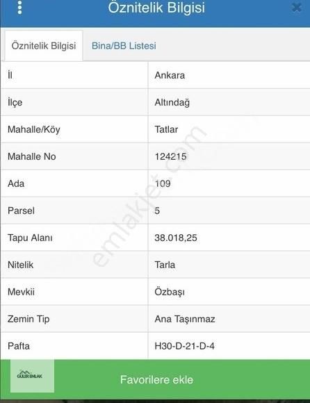 Güler Emlak'dan Ankara Altındağ Tatlar Tapulu 500 M2 Satılık