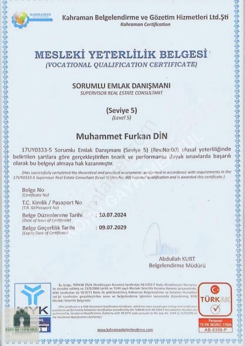 Koru Emlak'tan2+1 Arakat Yeni Lüx Daire Satılıktır