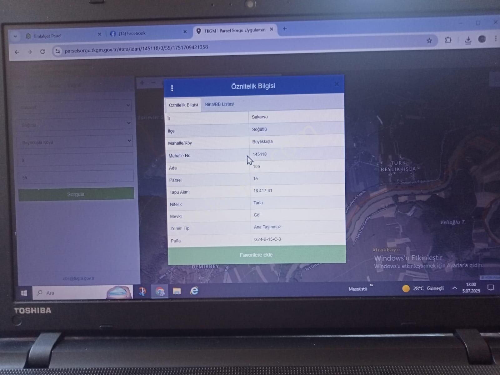 Sakarya Söğütlü Türkbeylikışla Köyünde Satılık Tarla