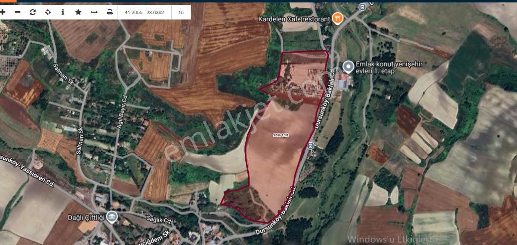 Arnavutköy Dursunköyde Satılık Arsa , 733 M2 Cadde Cephe Hisseli
