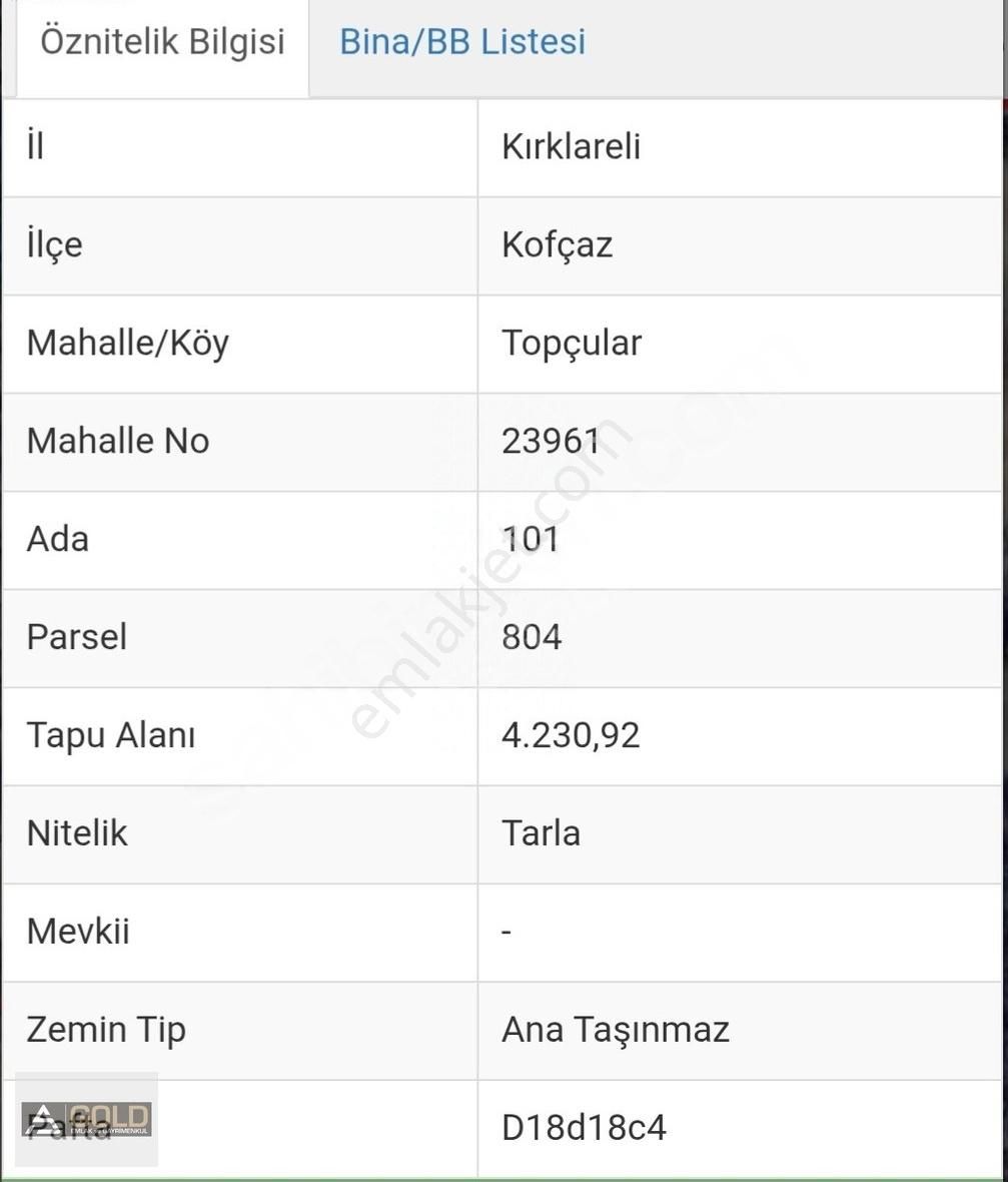 Kırklareli Kofçazda 4.912m2 Müstakil Satılık Tarla