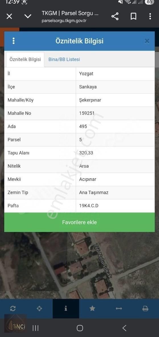 1inci_gayrimenkul Den Satılık Parsel