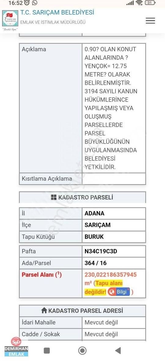Demirhan Emlak'tan Beyceli'de Kozan Yoluna 50 Mtr Uzaklıkta Arsa - Görsel 2