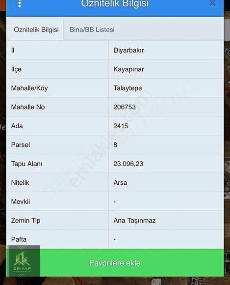 Kayapınar Talaytepe 2415/8 Acil Satılık Metre İşi Arsa...!