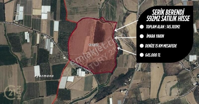 Serik Berendi 592m2 *yatırımlık* Satılık Hisse