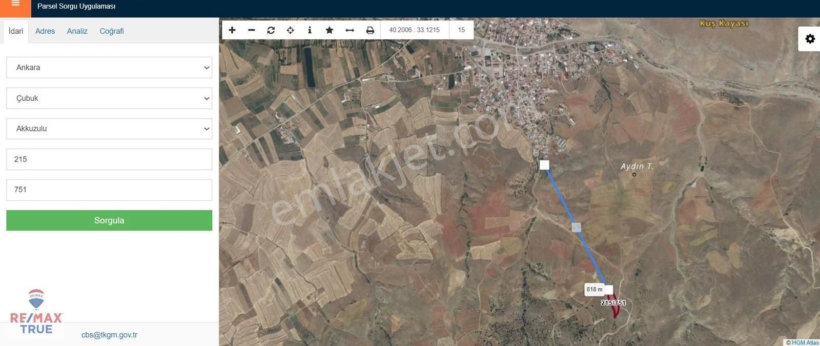 Ankara/çubuk/akkuzulu Mah. 4297 M2 Satılık Bağ Yerı