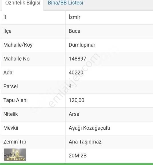 İzmir Buca Dumlupınar Mahallesi'nde 4 Kata İmarlı Satılık Arsa