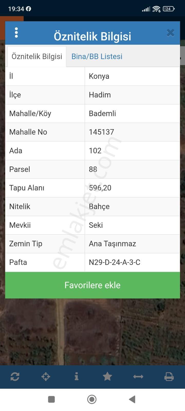 Hadim Bademli Mah. Satılık İmarlı Bahçe