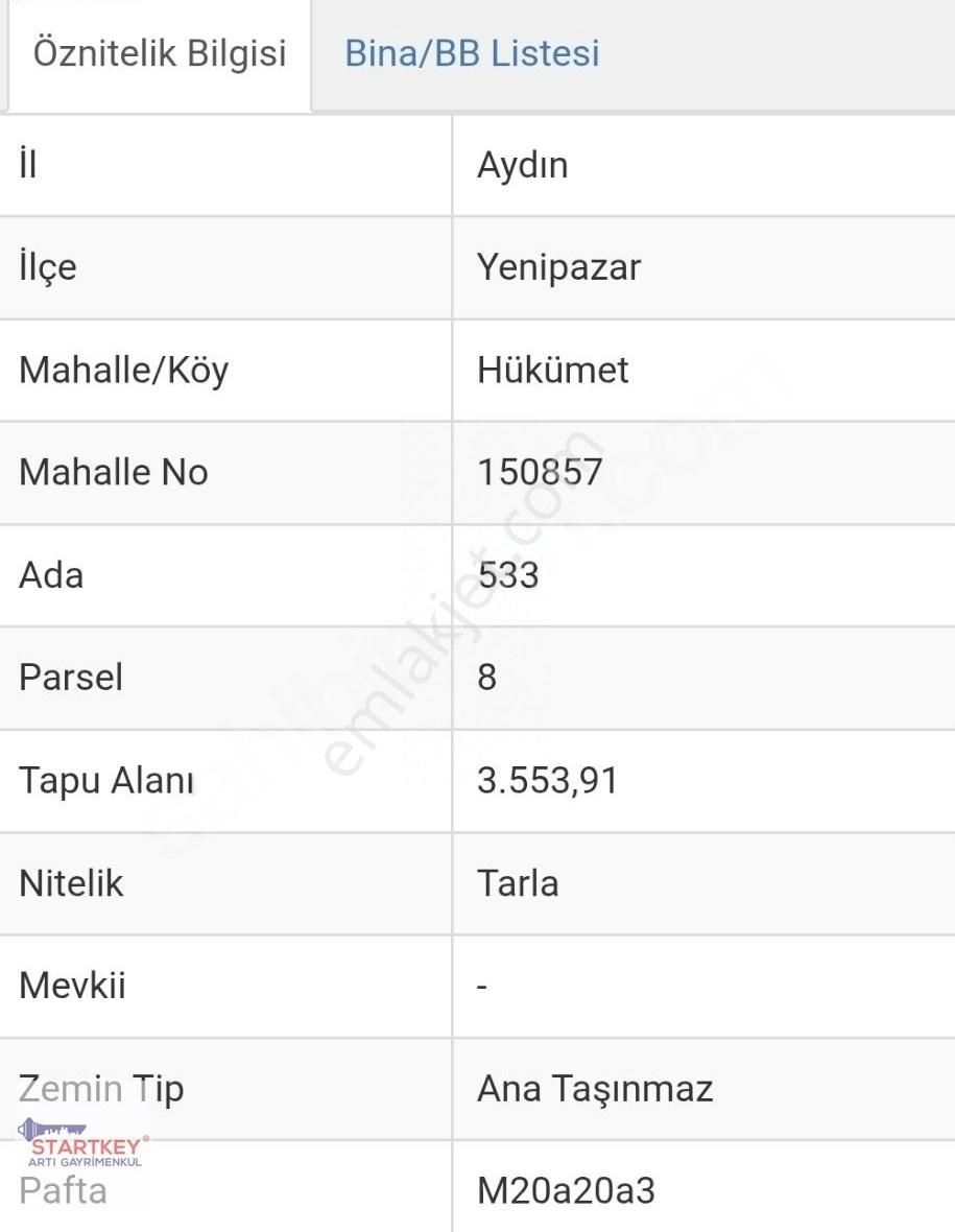 Aydın Yenipazar Hükümet Mahallesi 3.553 M2 Satılık Tarla - Görsel 3