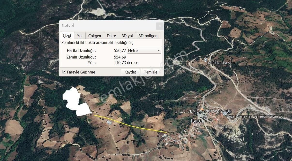 Çanakkale Biga Işıkeli Köyünde Yol Üstünde Manzaralı,bol Oksijenli,yatırımlık Tarla. - Görsel 3